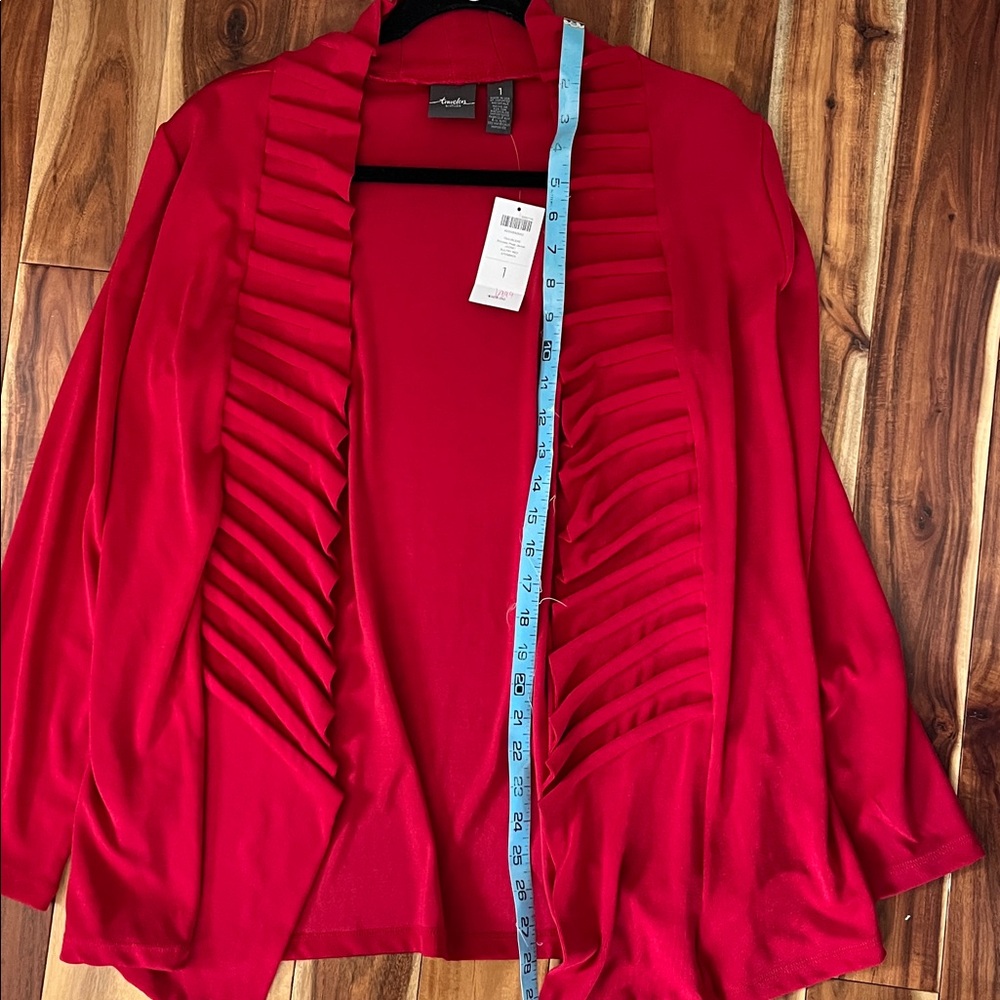 Chico’s travelers red ruched cardigan - size 1 - NWT - Picture 5 of 5